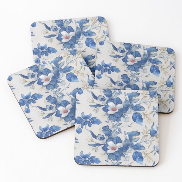 Item preview, Blue and white Floral Pattern, cream background designed and sold by Jaydee001.