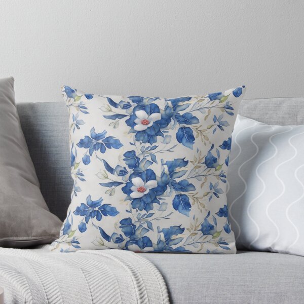 Item preview, Blue and white Floral Pattern, cream background designed and sold by Jaydee001.