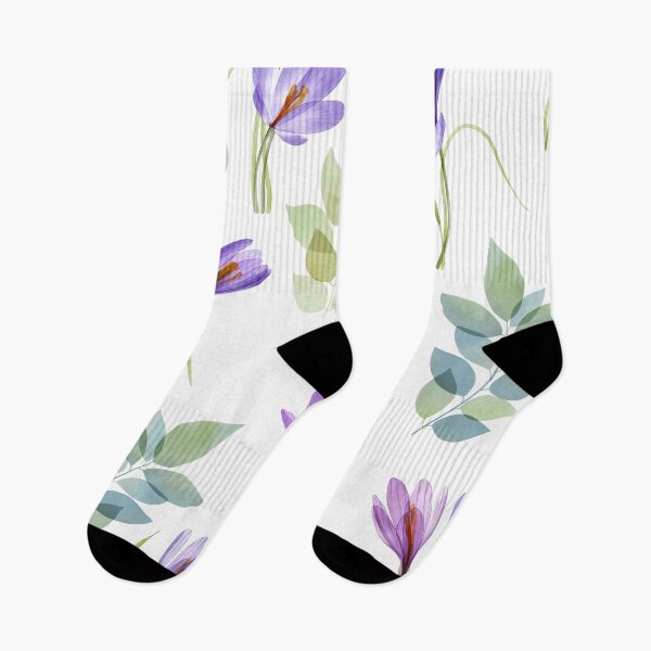 Item preview, Crocus flowers bouquets, transparent leaves. Translucent Saffron Crocus watercolor flowers. Spring floral arrangement. Crocus Sativus plant designed and sold by likapix.