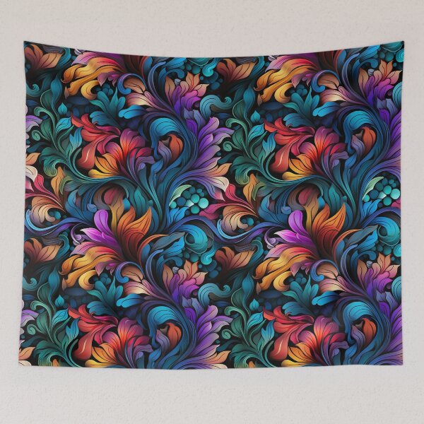 Item preview, Psychedelic and colorful floral pattern designed and sold by nellylebrun.