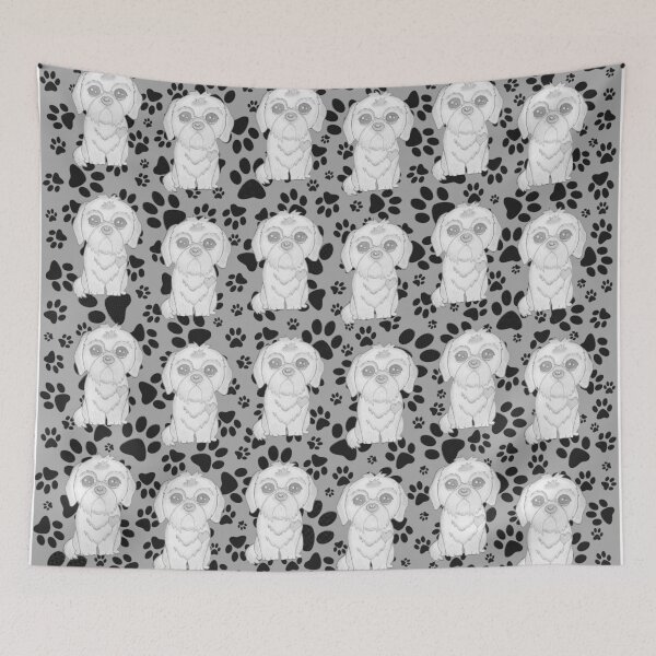 Item preview, Shih Tzu and Dog Paws Black and white designed and sold by homemadecreate.