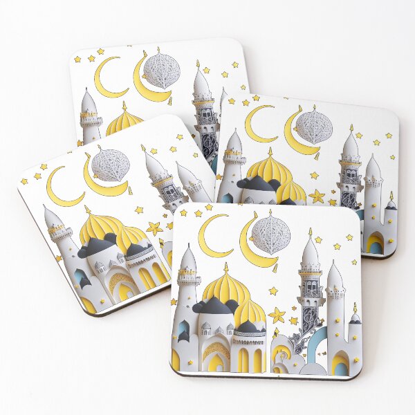 Item preview, Mosque with crescent moon and stars in the night sky designed and sold by Natcharee.