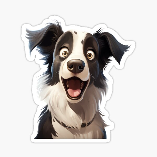 Item preview, Dog sitting and happy, white Border Collie designed and sold by OurFreakPet.
