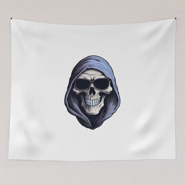 Item preview, Cartoon Blue Hooded Grim Reaper wearing sunglasses designed and sold by ZappyP.