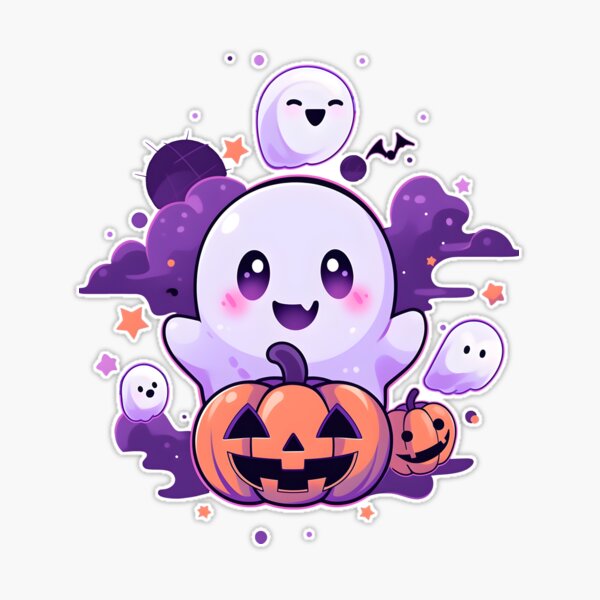 Creepy Cute Ghost Sticker Halloween Pastel Goth Kawaii Daisy 