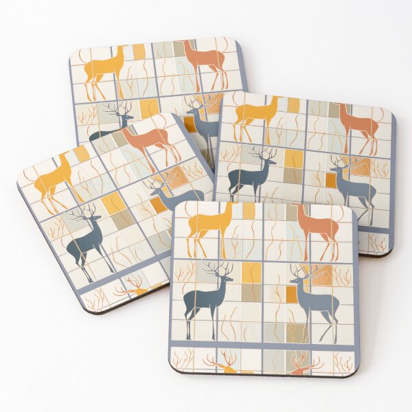 Item preview, four deers, reindeer, deers, Pet, Animal, Cute, Funny, Nature, Cartoon, Minimal Deer designed and sold by puppynpaw.