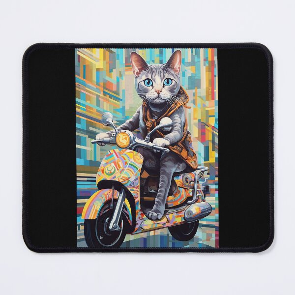 Item preview, A Stylish Cat riding a Colorful Scooter on a Geometric Background  designed and sold by TheTrendsDesk.