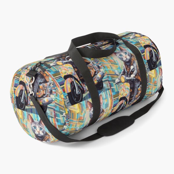 Item preview, A Stylish Cat riding a Colorful Scooter on a Geometric Background designed and sold by TheTrendsDesk.