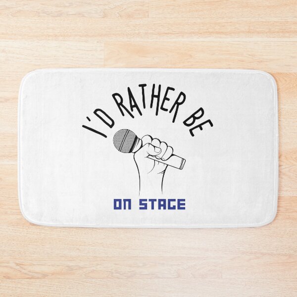 Item preview, I´d rather be on music stage, microphone. Black text and image. Gifts & Merchandise. designed and sold by LindaLG.