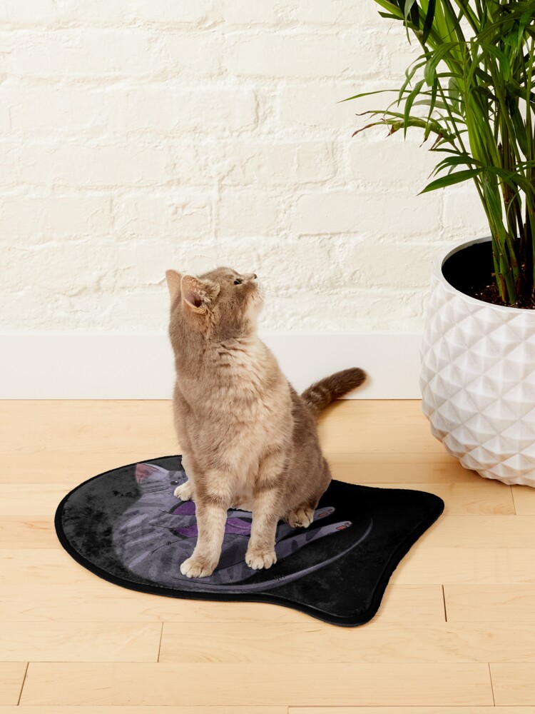 Thumbnail 2 of 5, Pet Mat, Playing with poison - Dark tabby Cat - Halloween design designed and sold by FelineEmporium.