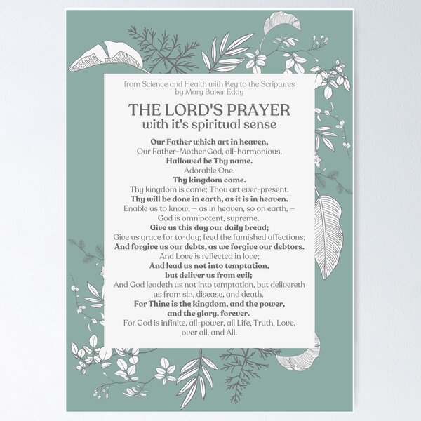 Item preview, The Lord's Prayer with its spiritual interpretation by Mary Baker Eddy - BOTANICAL TEAL designed and sold by Margaret Perry Designs.