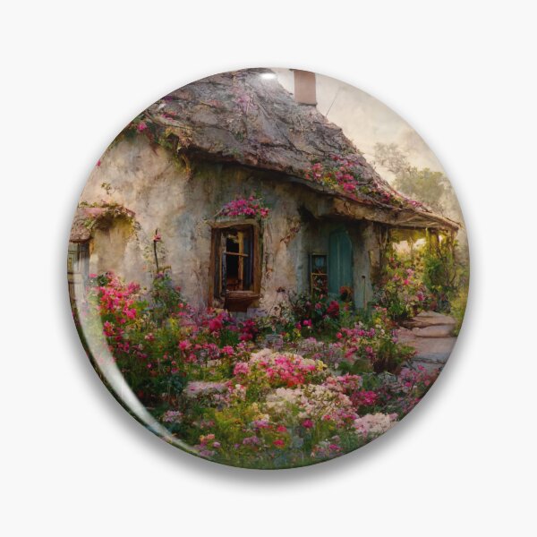 Item preview, On a Green Hill a Cottage in Colorful Flower Garden  designed and sold by Lucid Imagined.