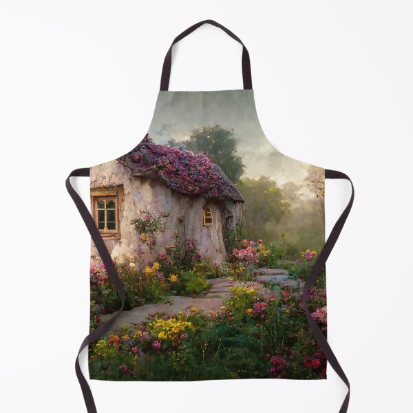Item preview, Cottage on the Hill with Stone Pathway and Flower Garden designed and sold by Lucid Imagined.