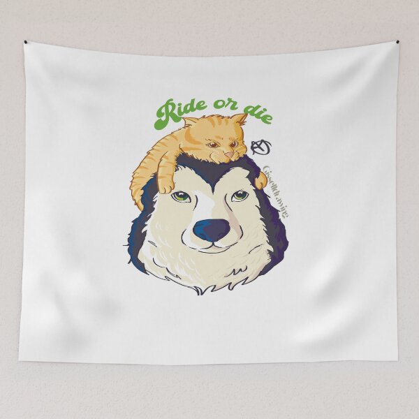 Item preview, Ride or die, kitten and dog designed and sold by gisselldrawn.