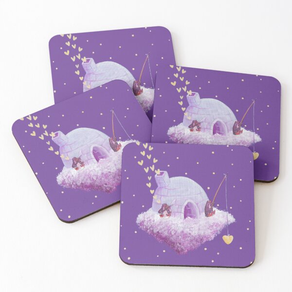 Item preview, Penguin couple and their igloo cloud island in a purple sky. designed and sold by PenguinGirl-Art.