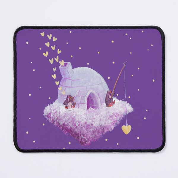 Item preview, Penguin couple and their igloo cloud island in a purple sky. designed and sold by PenguinGirl-Art.