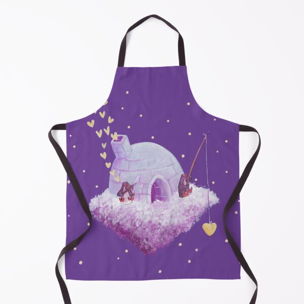 Item preview, Penguin couple and their igloo cloud island in a purple sky. designed and sold by PenguinGirl-Art.
