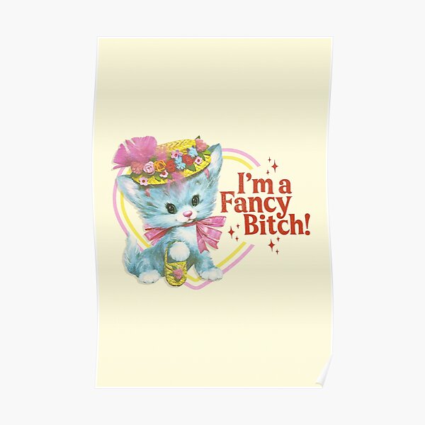 Fancy cat in a purple hat with flowers and feathers Poster for Sale by  SherryDJ