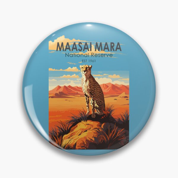 Item preview, Maasai Mara National Reserve Cheetah Travel Art Vintage designed and sold by KrisSidDesigns.