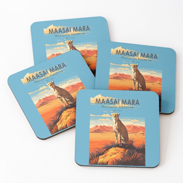 Item preview, Maasai Mara National Reserve Cheetah Travel Art Vintage designed and sold by KrisSidDesigns.