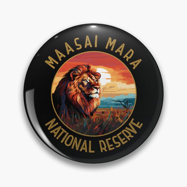Item preview, Maasai Mara National Reserve Lion Retro Distressed Circle designed and sold by KrisSidDesigns.