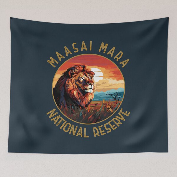 Item preview, Maasai Mara National Reserve Lion Retro Distressed Circle designed and sold by KrisSidDesigns.