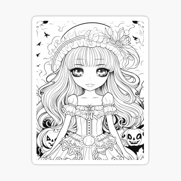 "Halloween, Anime, Horror monster adult coloring book page tshirt
