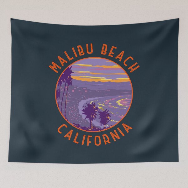 Item preview, Malibu Beach California Retro Distressed Circle designed and sold by KrisSidDesigns.