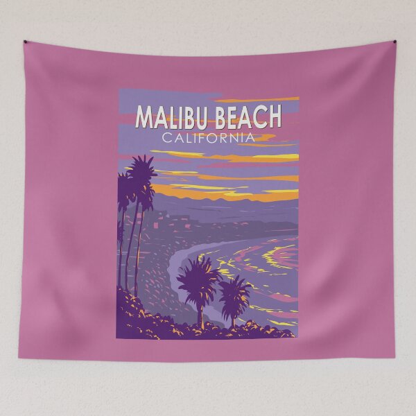 Item preview, Malibu Beach California Travel Art Vintage designed and sold by KrisSidDesigns.