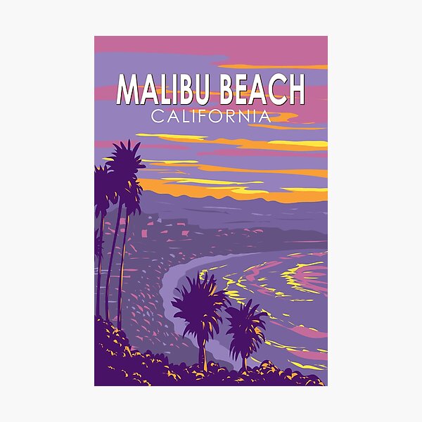 Item preview, Malibu Beach California Travel Art Vintage designed and sold by KrisSidDesigns.
