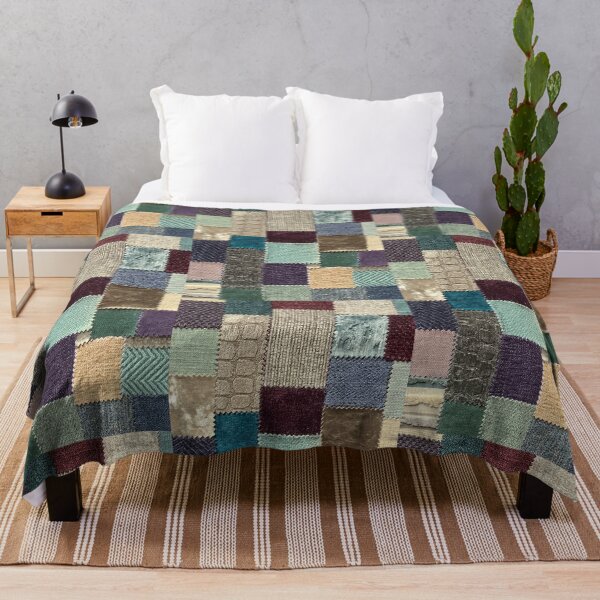 Item preview, Diseño de tela con textura de patchwork en tonos fríos designed and sold by PilgrimCraft.