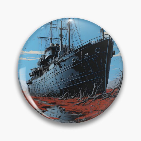 Item preview, Landscape of a Ship Aground Overgrown with Plants in a Post Apocalyptic Wasteland with Swamp designed and sold by Je-we.
