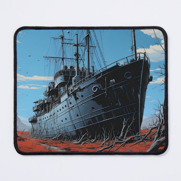 Item preview, Landscape of a Ship Aground Overgrown with Plants in a Post Apocalyptic Wasteland with Swamp designed and sold by Je-we.