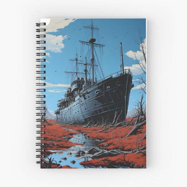 Item preview, Landscape of a Ship Aground Overgrown with Plants in a Post Apocalyptic Wasteland with Swamp designed and sold by Je-we.