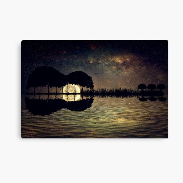 guitar island moonlight Canvas Print