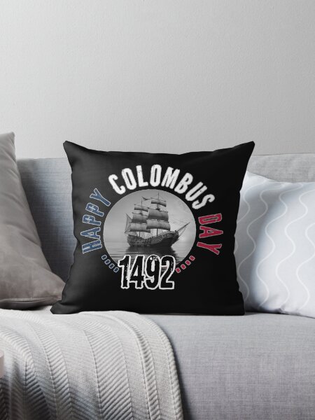 happy columbus day - 1492 - dark version coussin