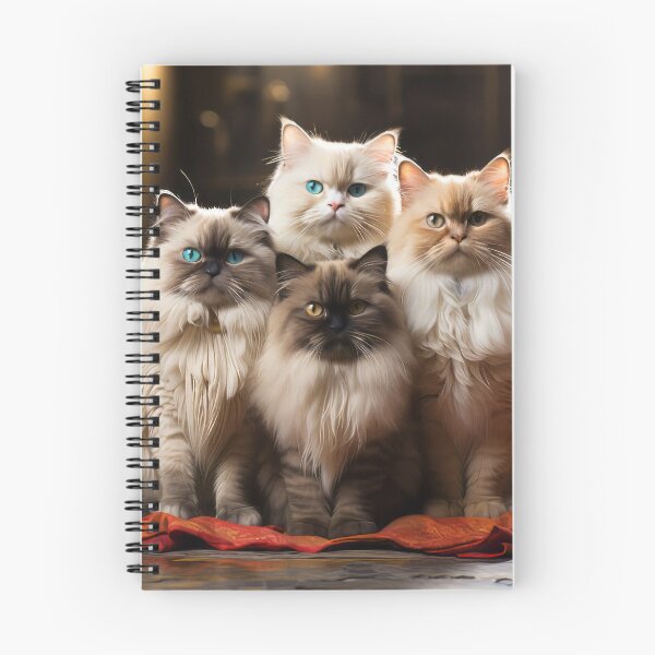 Item preview, Four Long hair cats sitting together. designed and sold by phelanartwork67.