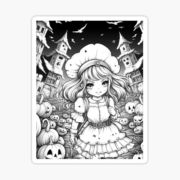 25 Kawaii Gothic Girl Grayscale Coloring Pages - Instant Download - Pr in  2023