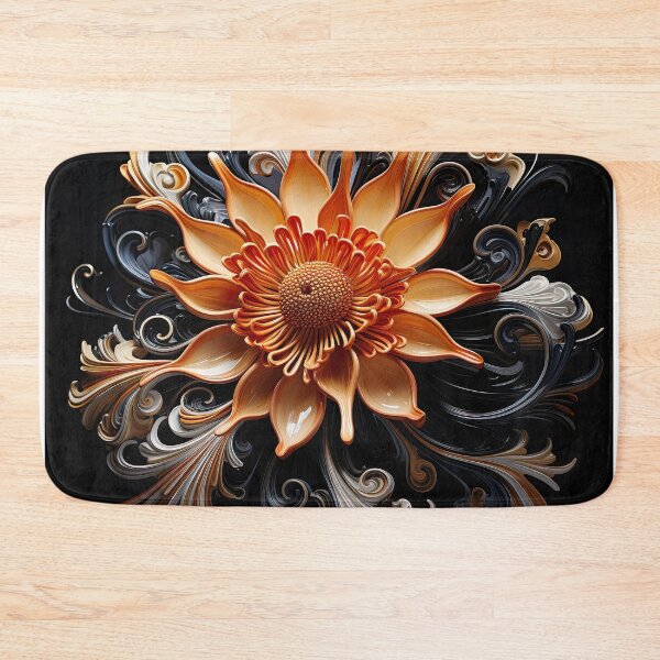 Item preview, Orange Color Flower on Black Background designed and sold by artify-visions.