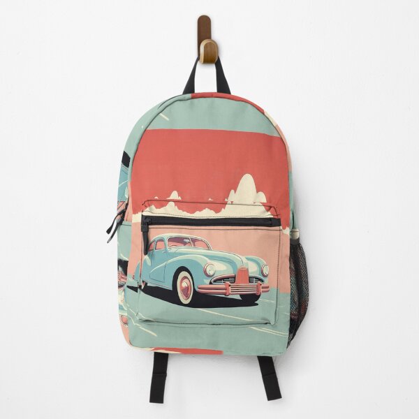 Item preview, Classic pink car illustration in nouveau art with soft pastel colors designed and sold by GoldenTimesCafe.