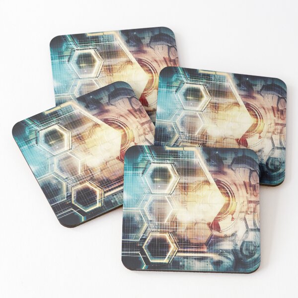 Item preview, Futuristic technological industrial hexagon design designed and sold by WelSol.