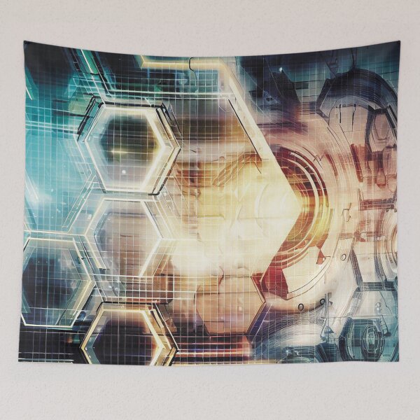 Item preview, Futuristic technological industrial hexagon design designed and sold by WelSol.