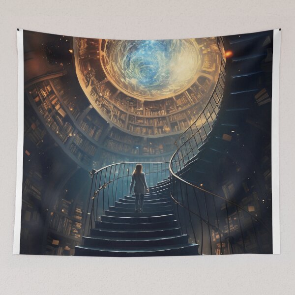 Item preview, Stairway to Infinite Knowledge: A Library in the Fantasy Galaxy designed and sold by oanaunciuleanu.