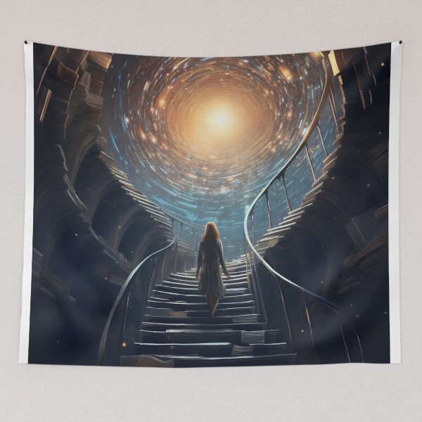 Item preview, Stairway to Infinite Knowledge: A Library in the Fantasy Galaxy designed and sold by oanaunciuleanu.