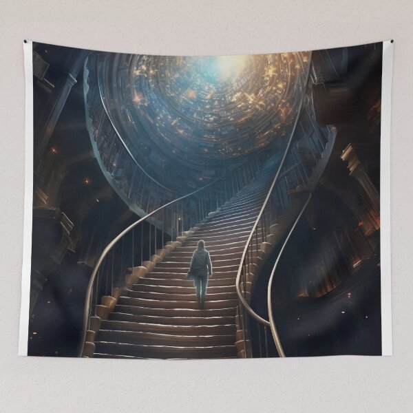 Item preview, Stairway to Infinite Knowledge: A Library in the Fantasy Galaxy designed and sold by oanaunciuleanu.