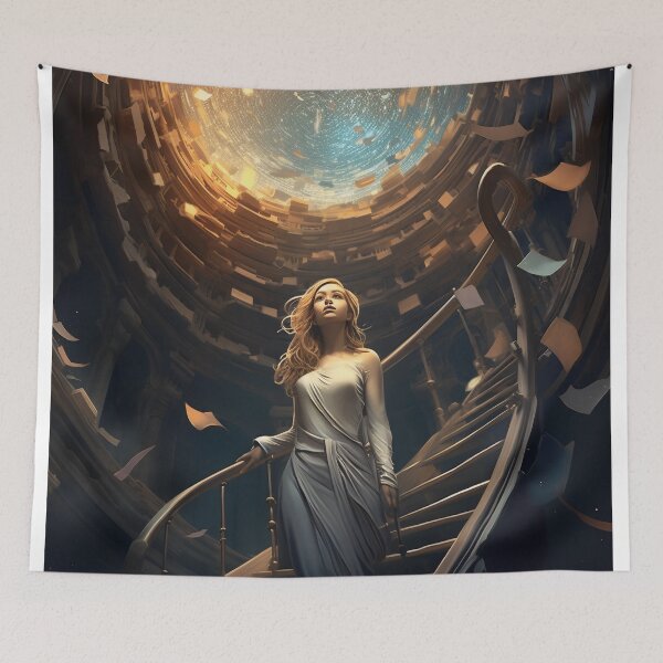 Item preview, Stairway to Infinite Knowledge: A Library in the Fantasy Galaxy designed and sold by oanaunciuleanu.