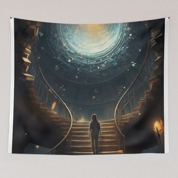 Item preview, Stairway to Infinite Knowledge: A Library in the Fantasy Galaxy designed and sold by oanaunciuleanu.