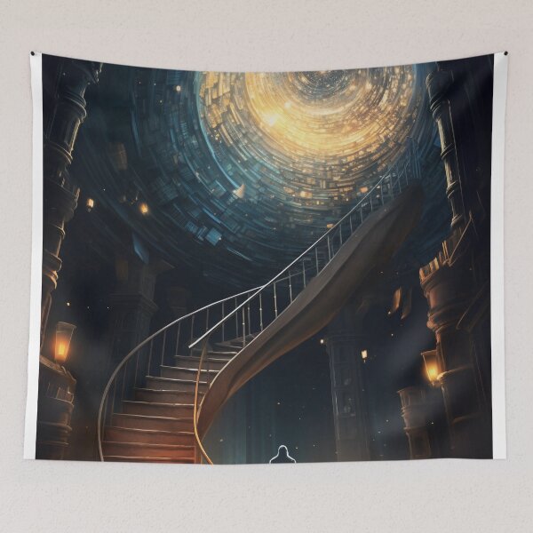 Item preview, Stairway to Infinite Knowledge: A Library in the Fantasy Galaxy designed and sold by oanaunciuleanu.