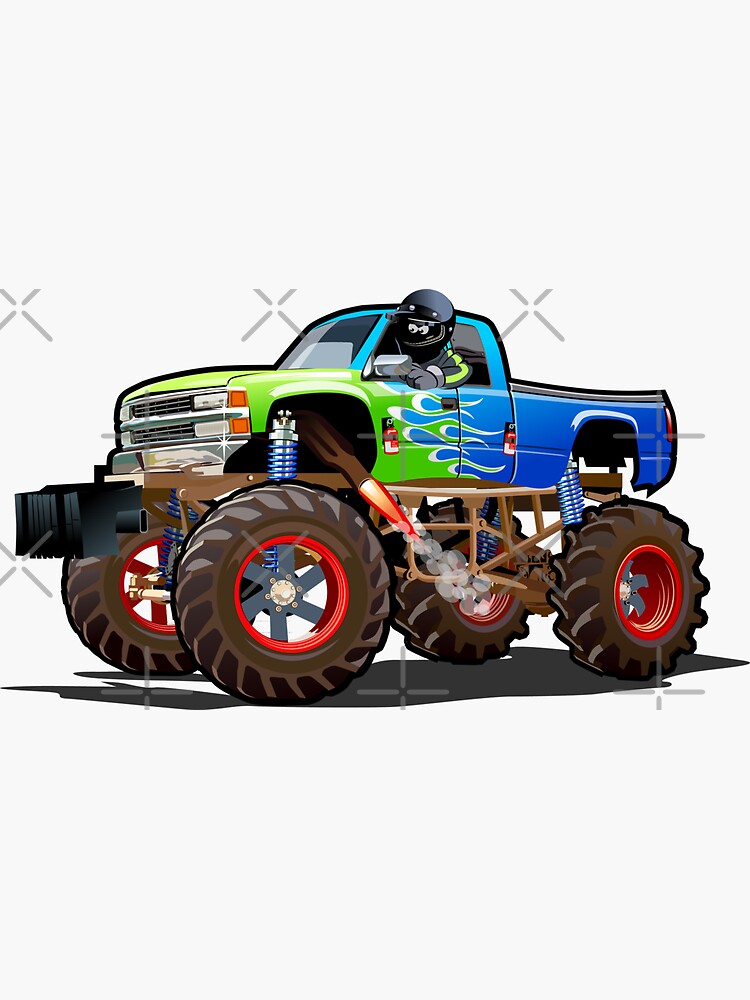Cartoon Monster Truck Sticker for Sale by Mechanick
