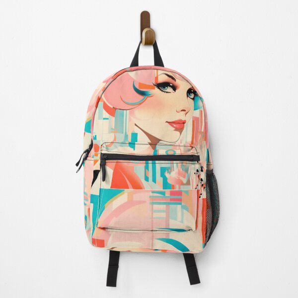 Item preview, Psychedelic pop girl in soft pastel color vintage illustration designed and sold by GoldenTimesCafe.